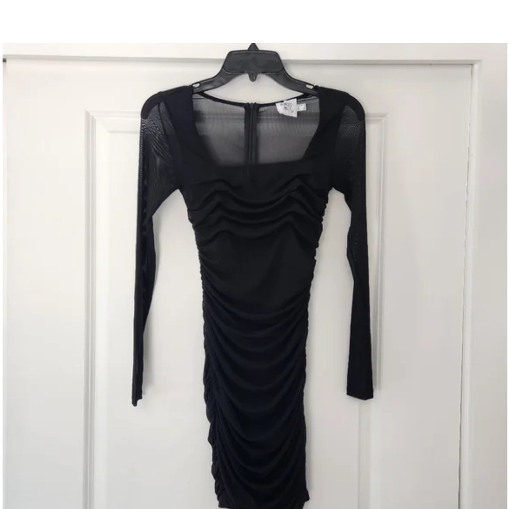 PRINCESS POLLY Whimsygoth Bodycon Mesh long sleeve MINI DRESS BLACK SIZE 2